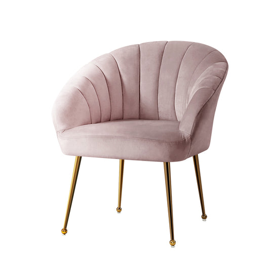 Artiss Armchair Velvet Pink Eloise - Furniture > Bar Stools & Chairs > Arm Chairs & Recliners