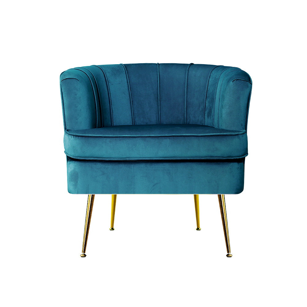 Artiss Armchair Velvet Blue Norvia - Furniture > Bar Stools & Chairs > Arm Chairs & Recliners