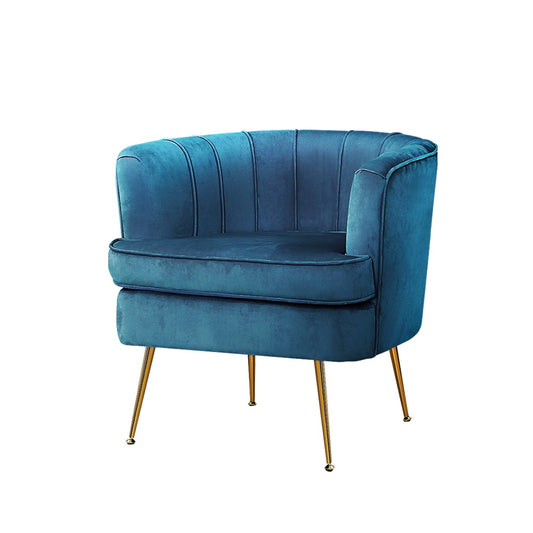 Artiss Armchair Velvet Blue Norvia - Furniture > Bar Stools & Chairs > Arm Chairs & Recliners