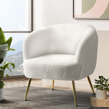 Artiss Armchair Lounge Chair Accent Chairs Armchairs Sherpa Boucle Sofa White - Furniture > Bar Stools & Chairs > Arm