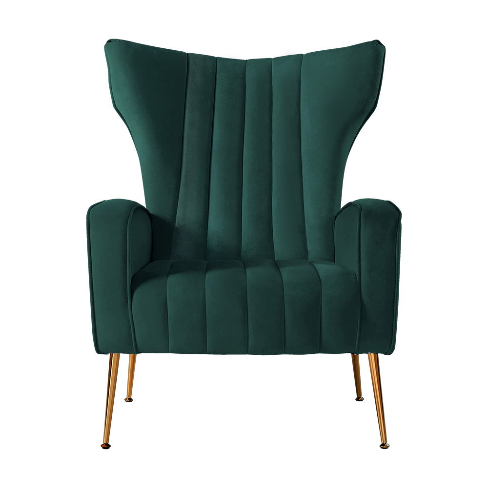 Artiss Armchair Green Velvet Kate - Furniture > Bar Stools & Chairs > Arm Chairs & Recliners
