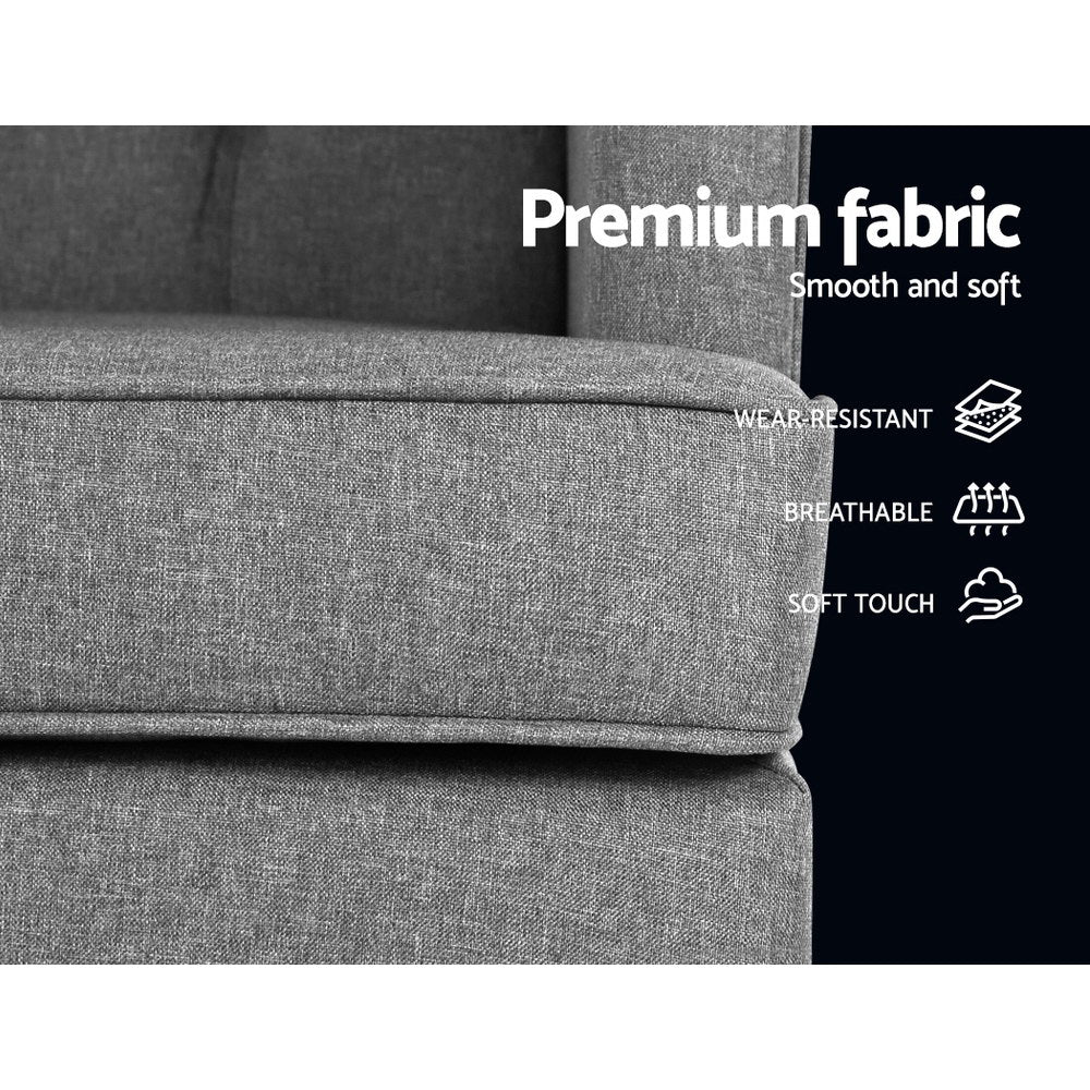 Artiss Rocking Chair Armchair Linen Fabric Grey Gaia - Furniture > Bar Stools & Chairs > Arm Chairs & Recliners