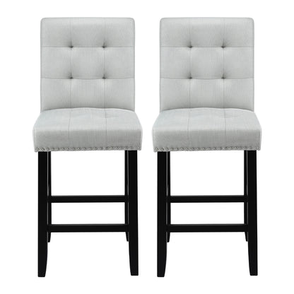 2x Bar Stools Kitchen Dining Chairs Counter Fabric Stool Wooden Ada Grey