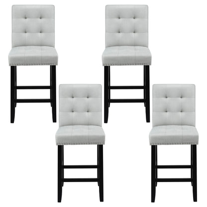 4x Bar Stools Kitchen Dining Chairs Counter Fabric Stool Wooden Ada Grey