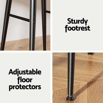 4x Bar Stools Kitchen Dining Chairs Counter Round PU leather Lane Brown