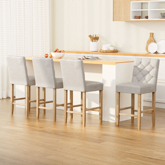 Artiss 4x Bar Stools Linen Upholstered Chairs - Furniture > Bar Stools & Chairs > Massage Chairs