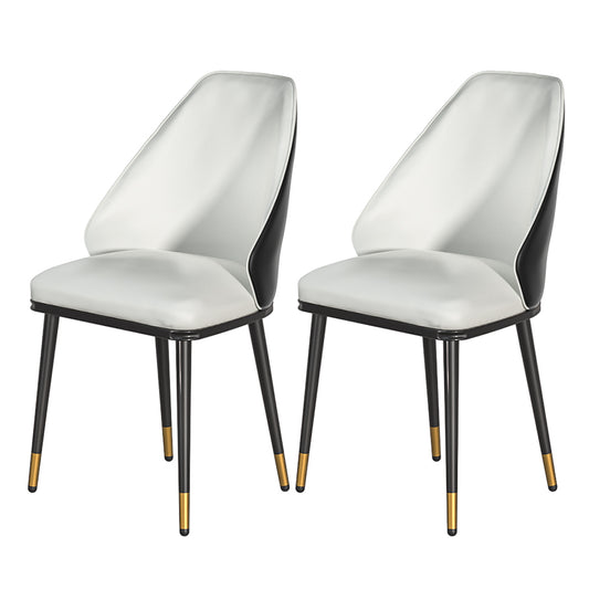 Artiss Dining Chairs Set of 2 Leather Seat Beige and Black - Furniture > Bar Stools & Chairs > Table & Bar Stools