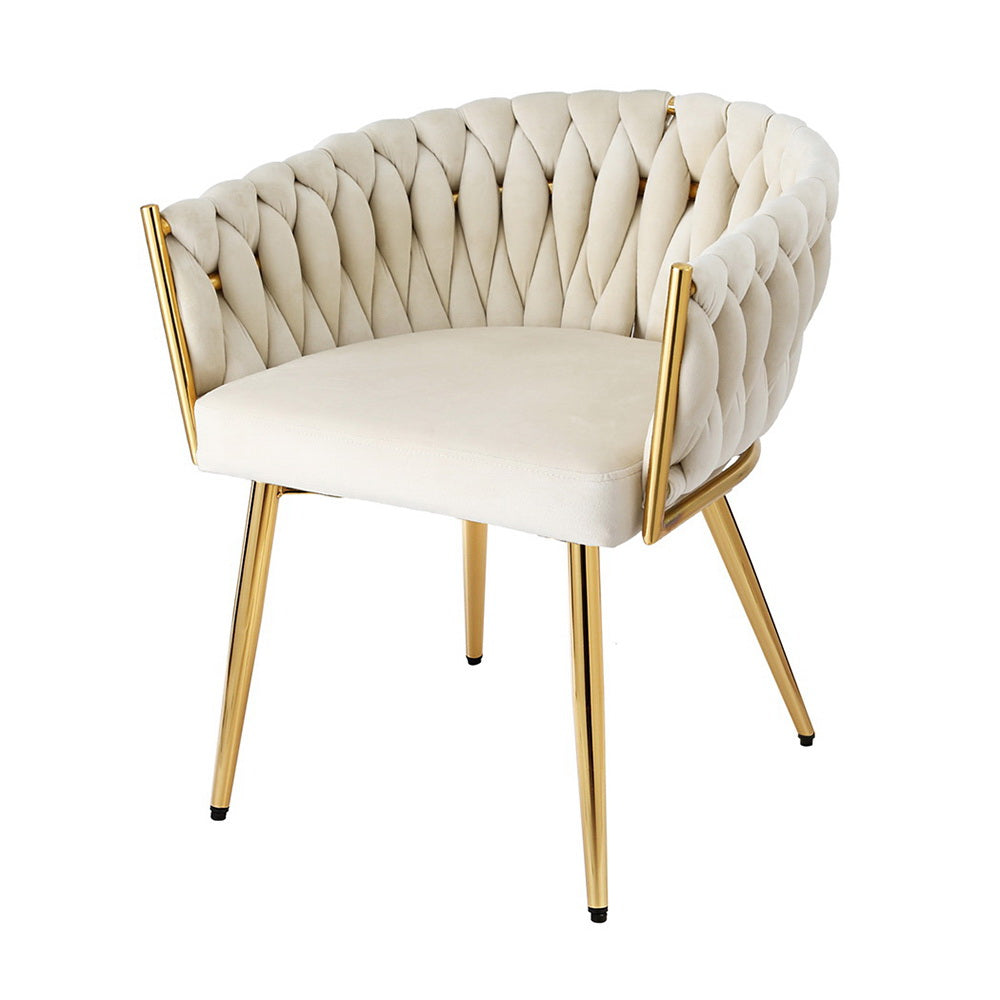 1  Dining Chair Velvet Armchair Beige