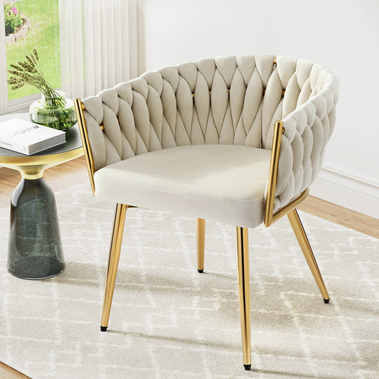 1  Dining Chair Velvet Armchair Beige