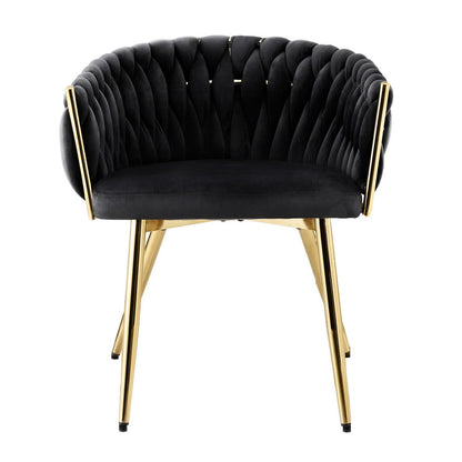 1x Dining Chair Armchair Cafe Kitchen Lounge Chairs Velvet Weaving Black