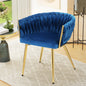 Artiss Dining Chair Velvet Weaving Armchair Blue - Furniture > Bar Stools & Chairs > Arm Chairs & Recliners