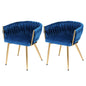 1 Set of 2 Artiss Dining Chairs Velvet Weaving Armchair Blue - Furniture > Dining > Kitchen & Dining Chairs