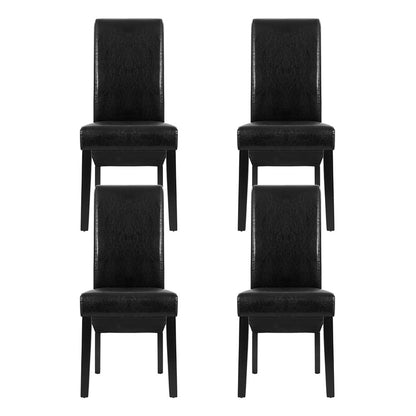 Artiss Dining Chairs Set of 2 Leather Parsons Chair Black - Furniture > Dining > Kitchen & Dining Chairs