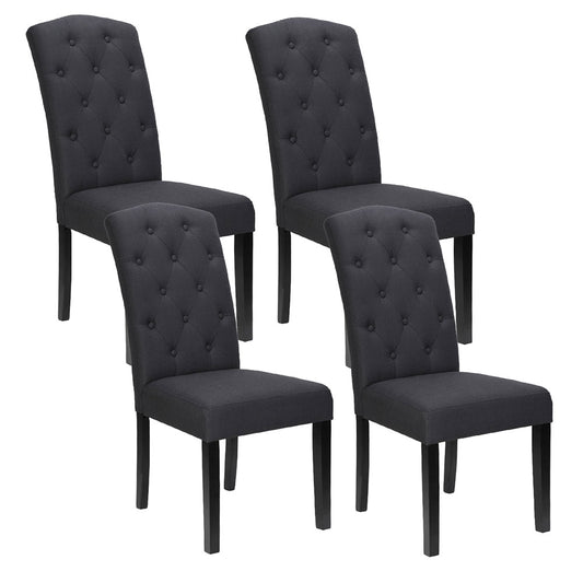 Artiss Dining Chairs Set of 4 Linen Parsons Chair Dark Grey Furniture > Dining > Kitchen & Dining Chairs