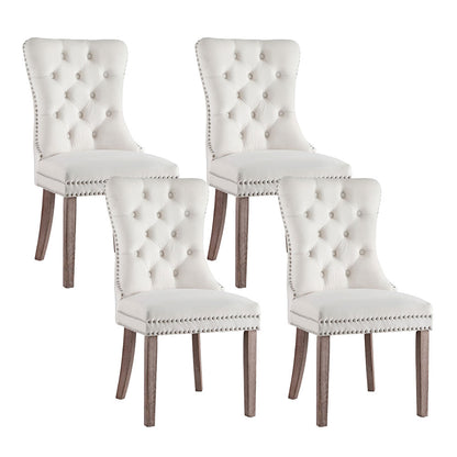 1 Set of 4 Artiss Dining Chairs Beige Velvet Furniture > Dining > Kitchen & Dining Chairs