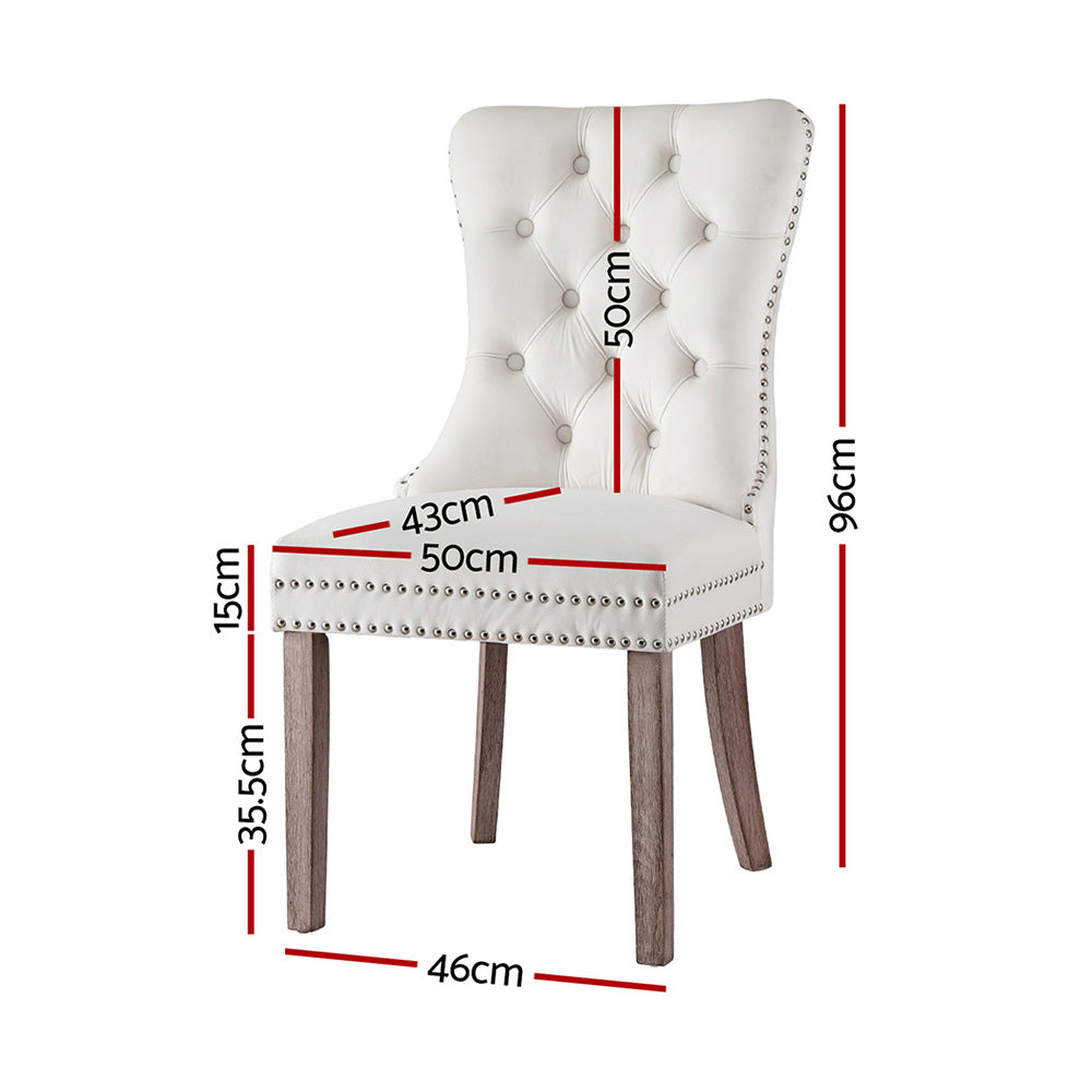 1 Set of 4 Artiss Dining Chairs Beige Velvet Furniture > Dining > Kitchen & Dining Chairs