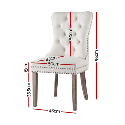 1 Set of 4 Artiss Dining Chairs Beige Velvet Furniture > Dining > Kitchen & Dining Chairs