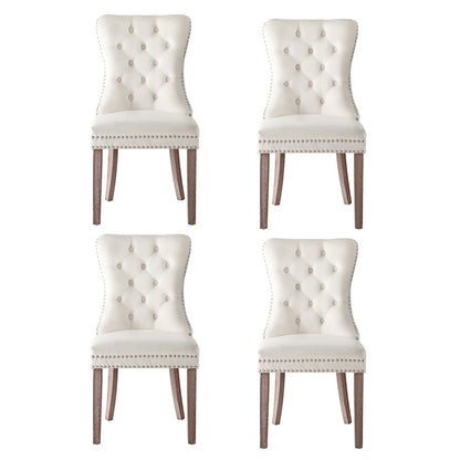 1 Set of 4 Artiss Dining Chairs Beige Velvet Furniture > Dining > Kitchen & Dining Chairs