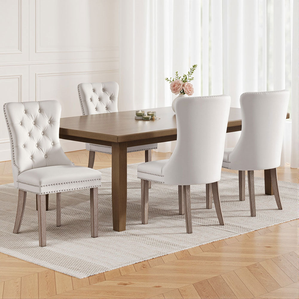 1 Set of 4 Artiss Dining Chairs Beige Velvet Furniture > Dining > Kitchen & Dining Chairs