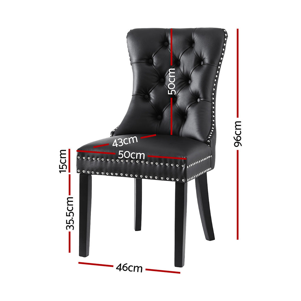 1 Set of 2 Artiss Dining Chairs Black Leather Furniture > Dining > Kitchen & Dining Chairs