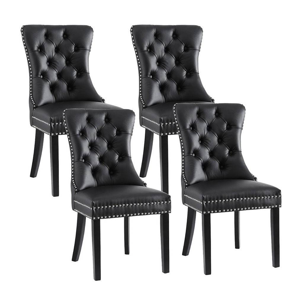 1 Set of 4 Artiss Dining Chairs Black Leather Furniture > Dining > Kitchen & Dining Chairs