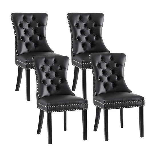 1 Set of 4 Artiss Dining Chairs Black Leather Furniture > Dining > Kitchen & Dining Chairs