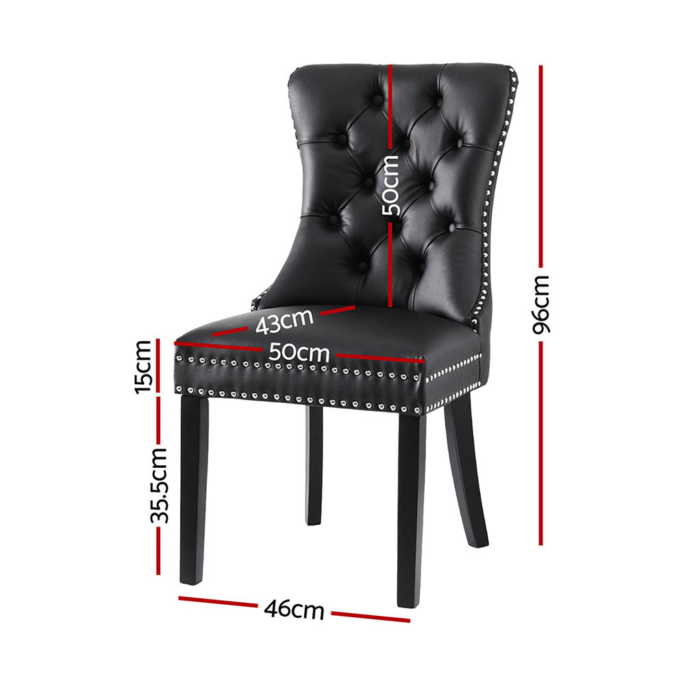 1 Set of 4 Artiss Dining Chairs Black Leather Furniture > Dining > Kitchen & Dining Chairs
