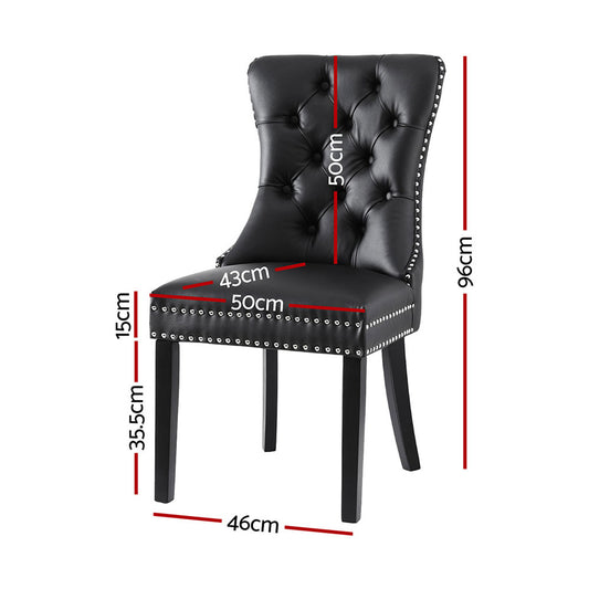 1 Set of 4 Artiss Dining Chairs Black Leather Furniture > Dining > Kitchen & Dining Chairs
