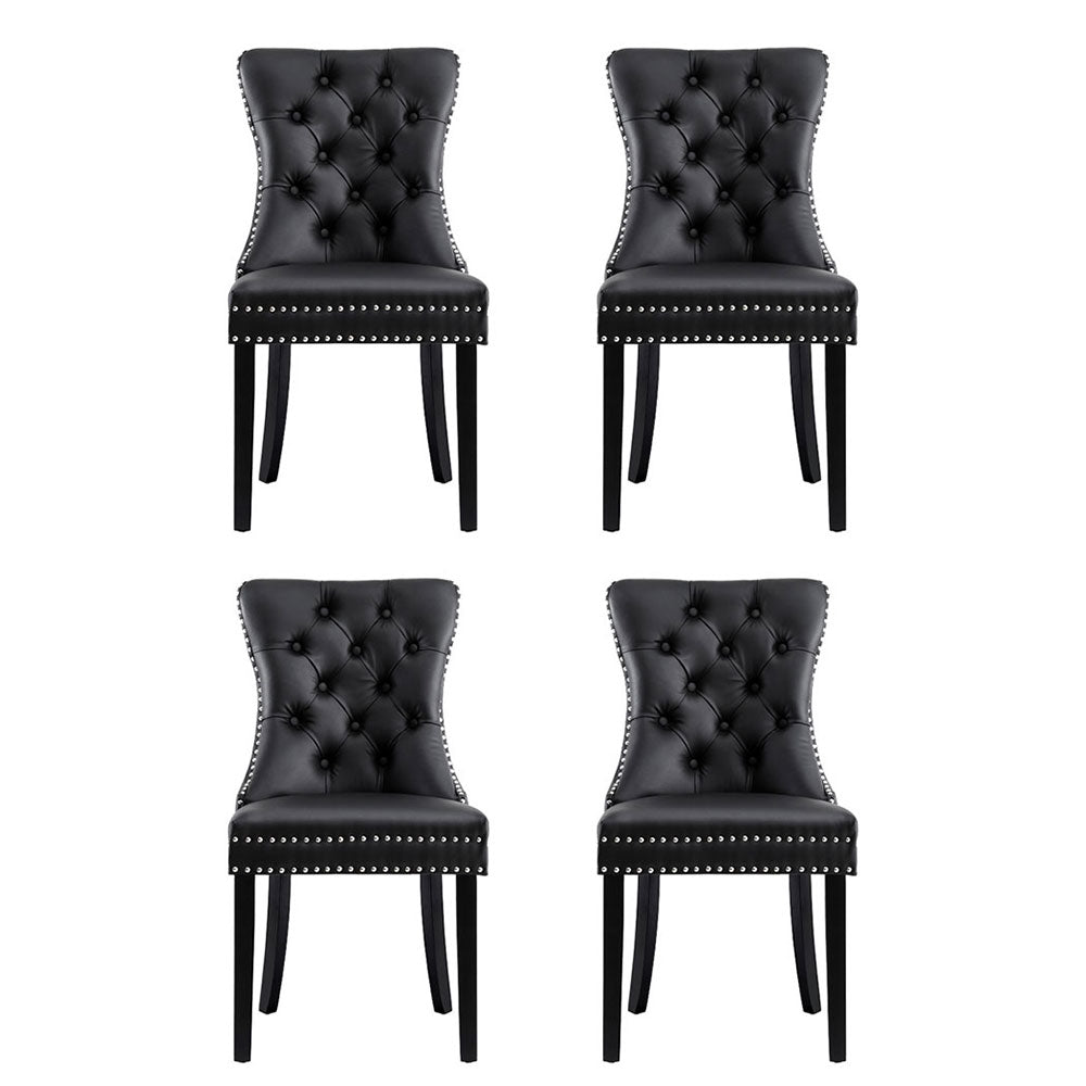 1 Set of 4 Artiss Dining Chairs Black Leather Furniture > Dining > Kitchen & Dining Chairs