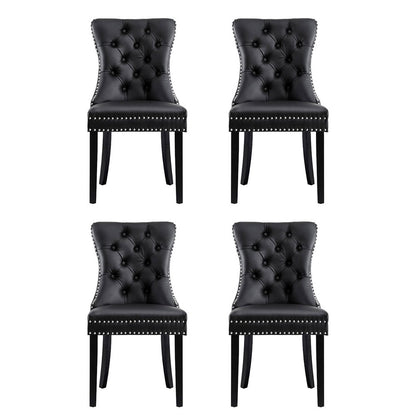 1 Set of 4 Artiss Dining Chairs Black Leather Furniture > Dining > Kitchen & Dining Chairs