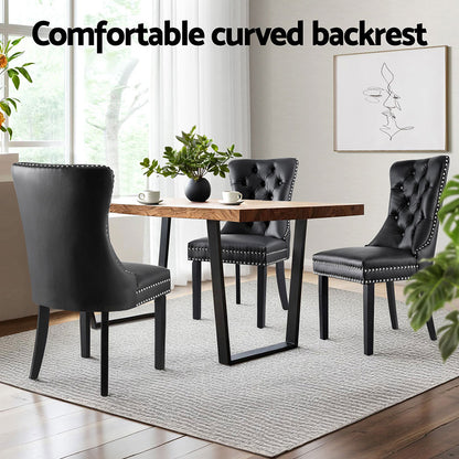 1 Set of 4 Artiss Dining Chairs Black Leather Furniture > Dining > Kitchen & Dining Chairs