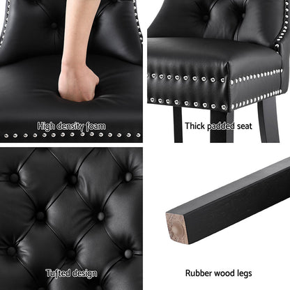 1 Set of 4 Artiss Dining Chairs Black Leather Furniture > Dining > Kitchen & Dining Chairs