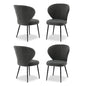 4x Dining Chairs Sherpa Boucle Wing Back Grey