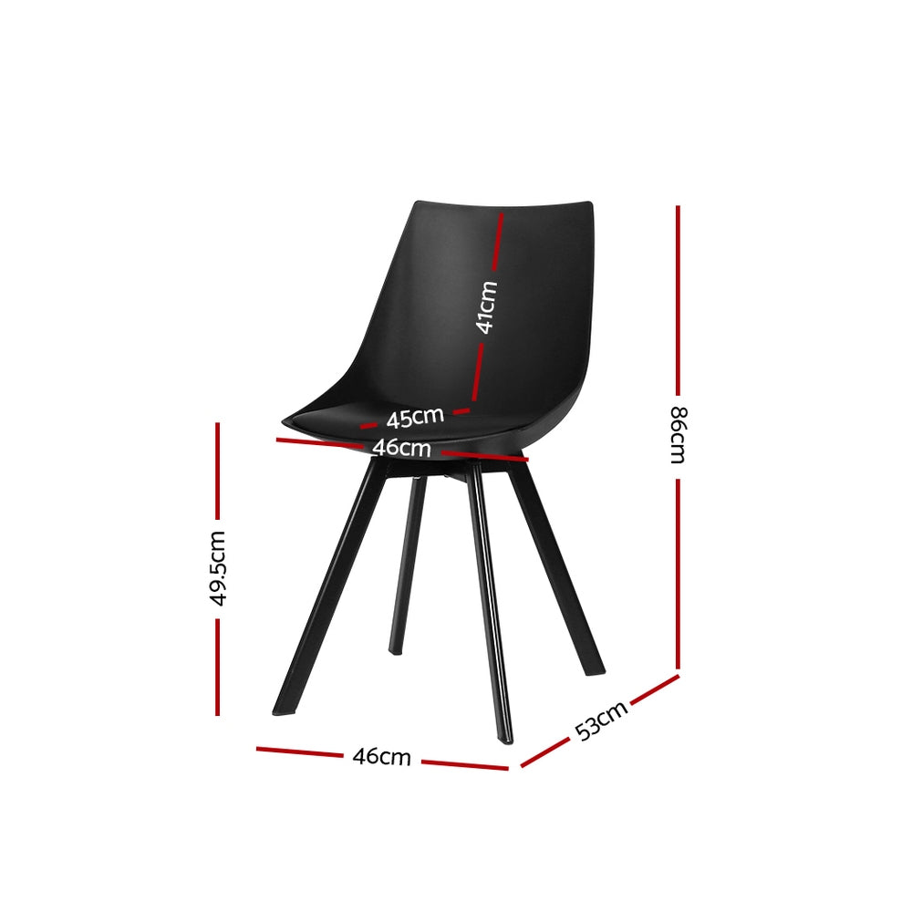 Artiss Dining Chairs Set of 2 PU Leather Plastic Metal Black - Furniture > Bar Stools & Chairs > Table & Bar Stools