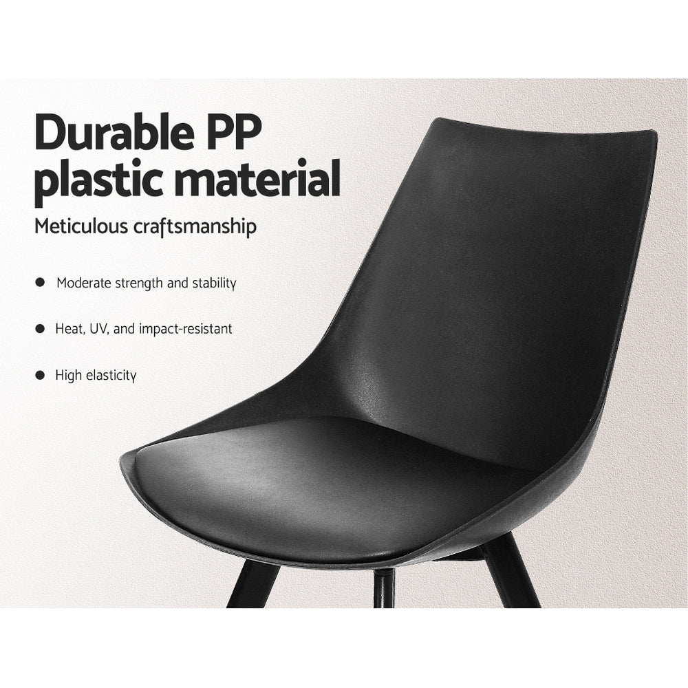 Artiss Dining Chairs Set of 2 PU Leather Plastic Metal Black - Furniture > Bar Stools & Chairs > Table & Bar Stools
