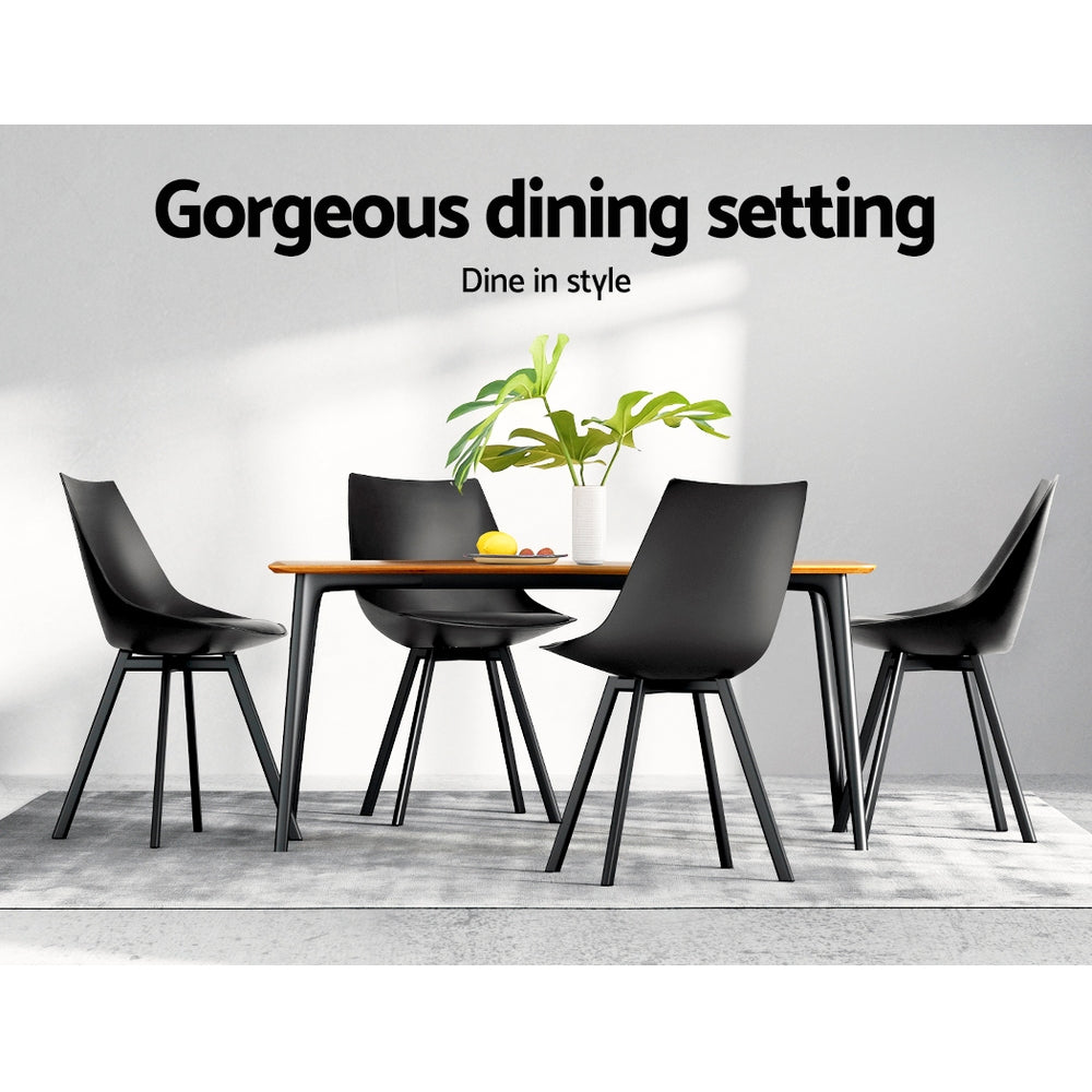 Artiss Dining Chairs Set of 2 PU Leather Plastic Metal Black - Furniture > Bar Stools & Chairs > Table & Bar Stools