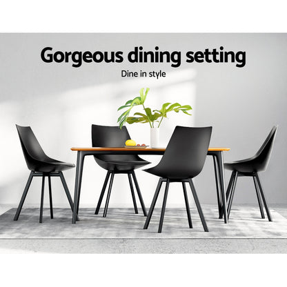 Artiss Dining Chairs Set of 2 PU Leather Plastic Metal Black - Furniture > Bar Stools & Chairs > Table & Bar Stools