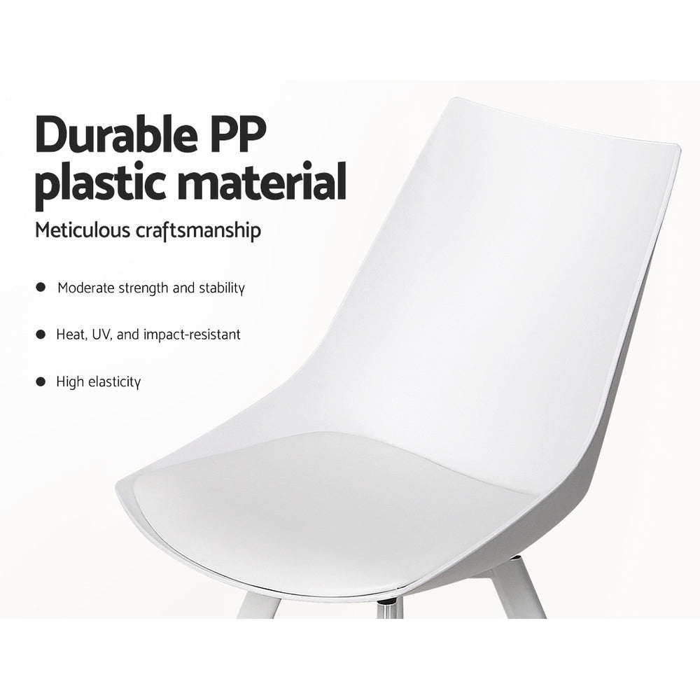 Artiss Dining Chairs Set of 2 PU Leather Plastic Metal White - Furniture > Outdoor > Outdoor Chairs