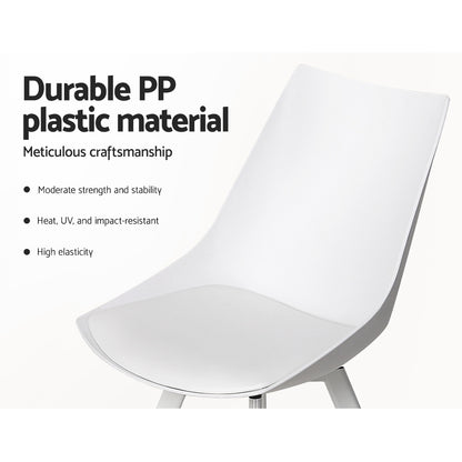 Artiss Dining Chairs Set of 2 PU Leather Plastic Metal White - Furniture > Outdoor > Outdoor Chairs