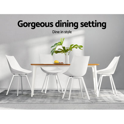 Artiss Dining Chairs Set of 2 PU Leather Plastic Metal White - Furniture > Outdoor > Outdoor Chairs