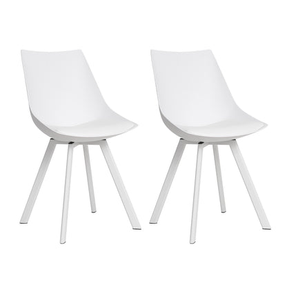 Artiss Dining Chairs Set of 2 PU Leather Plastic Metal White - Furniture > Outdoor > Outdoor Chairs