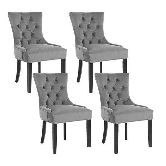 Artiss Dining Chairs Set of 4 Velvet French Provincial Grey Furniture > Dining > Kitchen & Dining Chairs