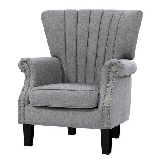 Artiss Armchair Wingback Grey Andrew - Furniture > Bar Stools & Chairs > Arm Chairs & Recliners