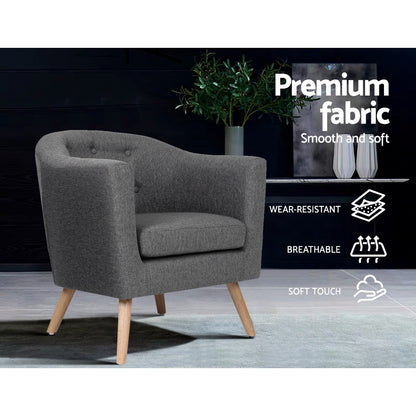 Artiss Armchair Tub Chair Grey Adora - Furniture > Bar Stools & Chairs > Arm Chairs & Recliners