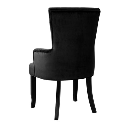 Artiss Dining Chair Velvet French Provincial Armchair Black - Furniture > Bar Stools & Chairs > Arm Chairs & Recliners