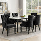 French Provincial Velvet Dining Chairs Set of 6 - Black