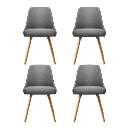 Artiss Dining Chairs Set of 4 Fabric Wooden Grey - Furniture > Dining > Kitchen & Dining Chairs