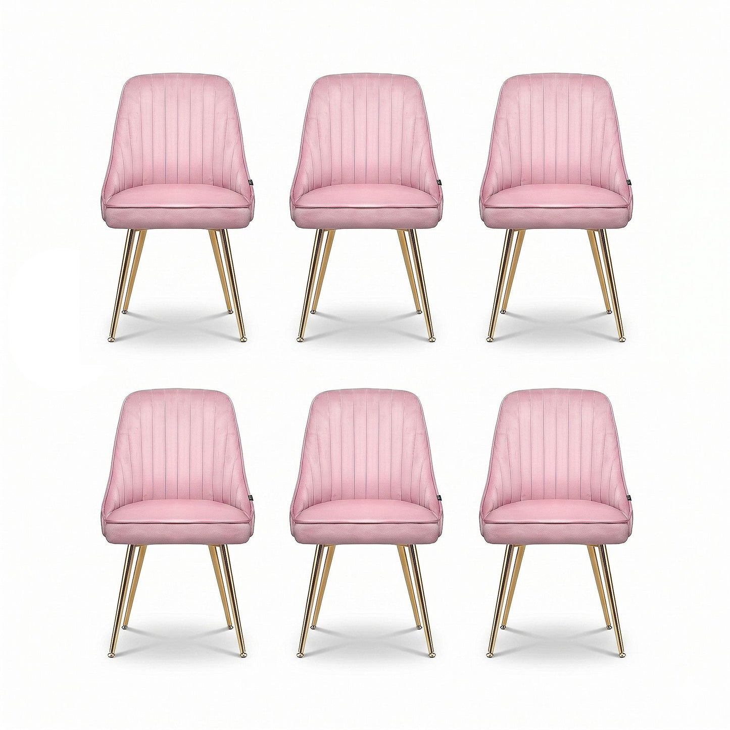 Dining Chairs Set of 6 Velvet Channel Tufted Pink