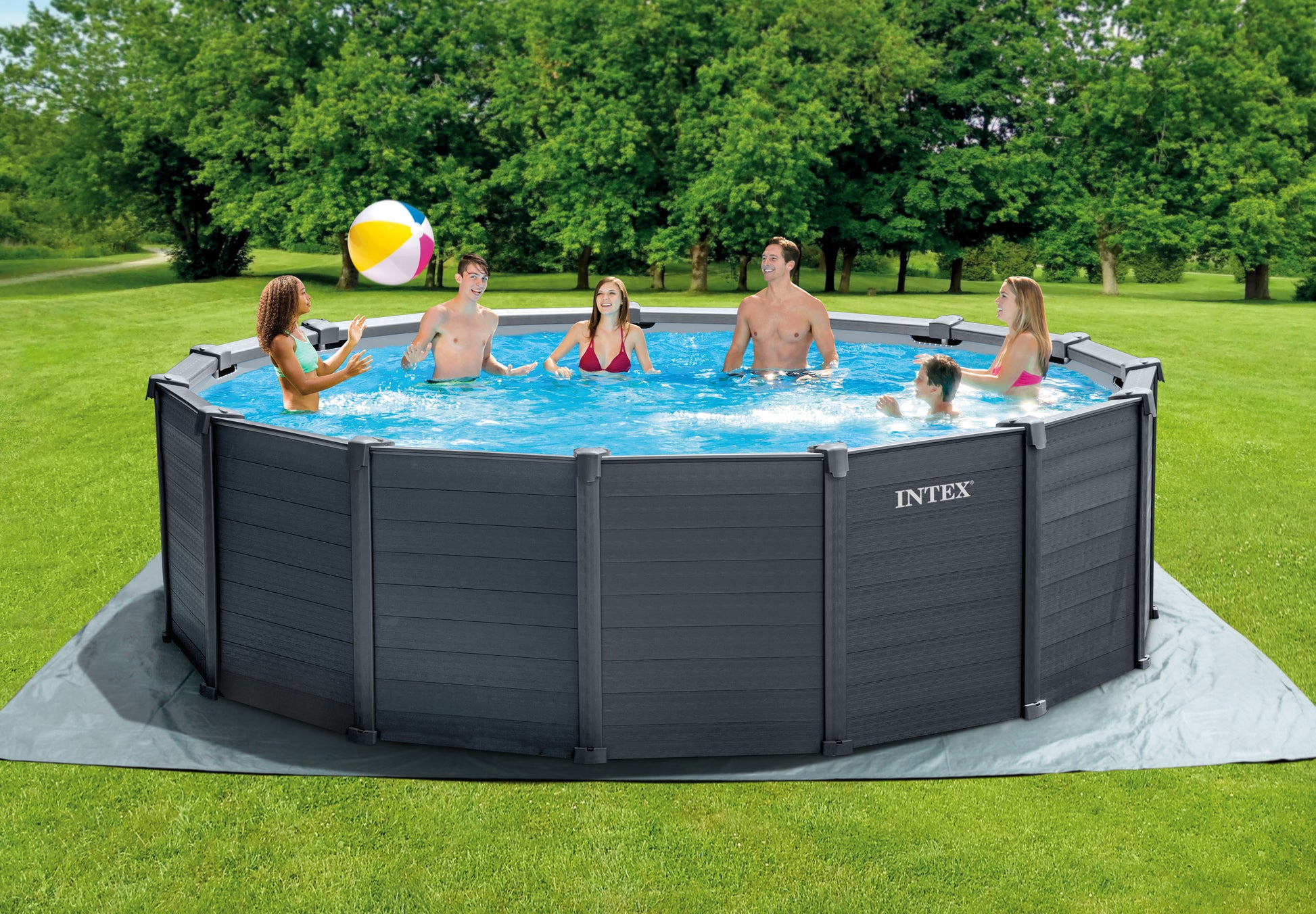 Intex Intex Graphite Grey Panel Pool 4.78 x 1.24M 26384 - Home & Garden > Pool & Accessories > Swimming Pools
