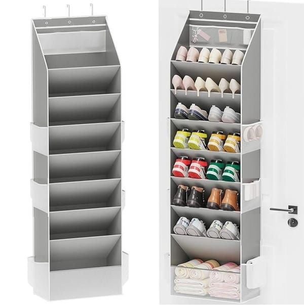 Gray Black Over-The-Door Shoe Organizer Shoe Storage Home Organization Space-Saving